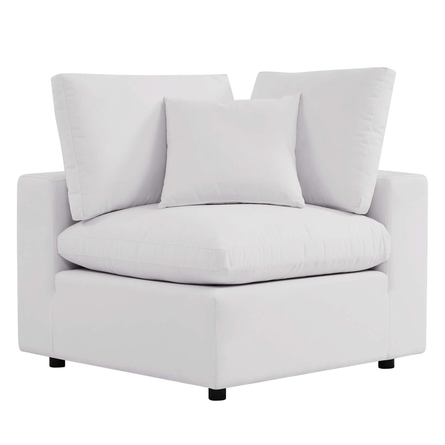 Linden Overstuffed Outdoor Patio Corner Chair in White