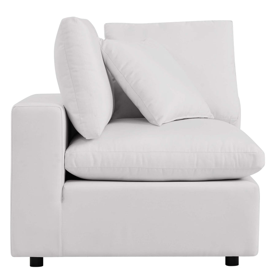 Linden Overstuffed Outdoor Patio Corner Chair in White
