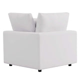 Linden Overstuffed Outdoor Patio Corner Chair in White