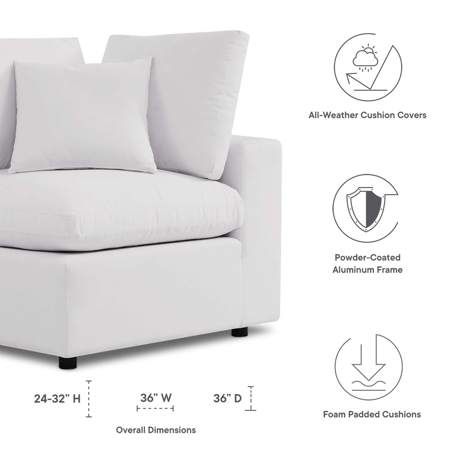 Commix Overstuffed Outdoor Patio Corner Chair by Furniture For America