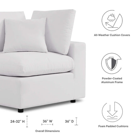 Commix Overstuffed Outdoor Patio Corner Chair in White