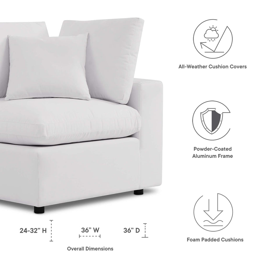 Linden Overstuffed Outdoor Patio Corner Chair in White