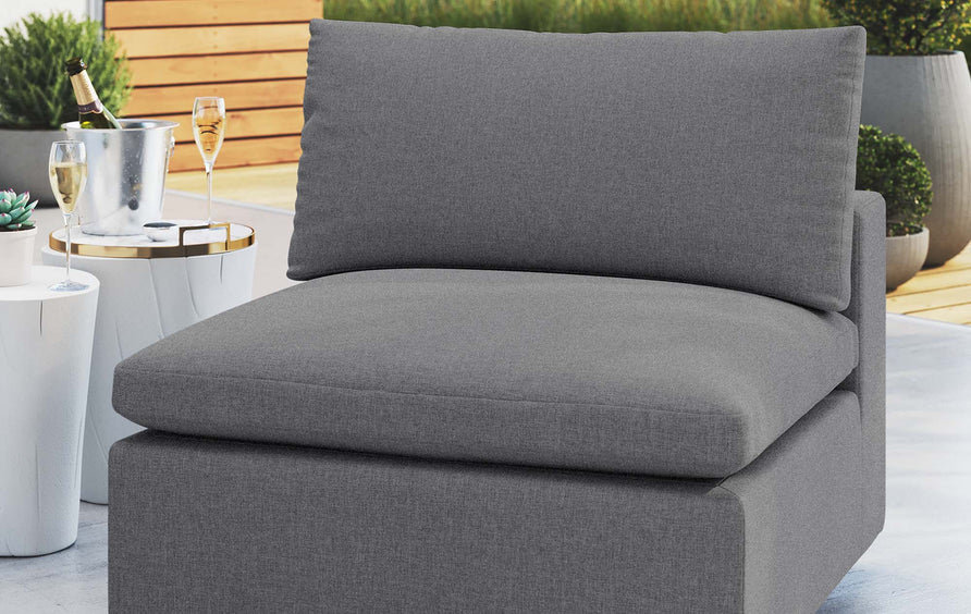 Linden Sunbrella® Outdoor Patio Armless Chair in Gray