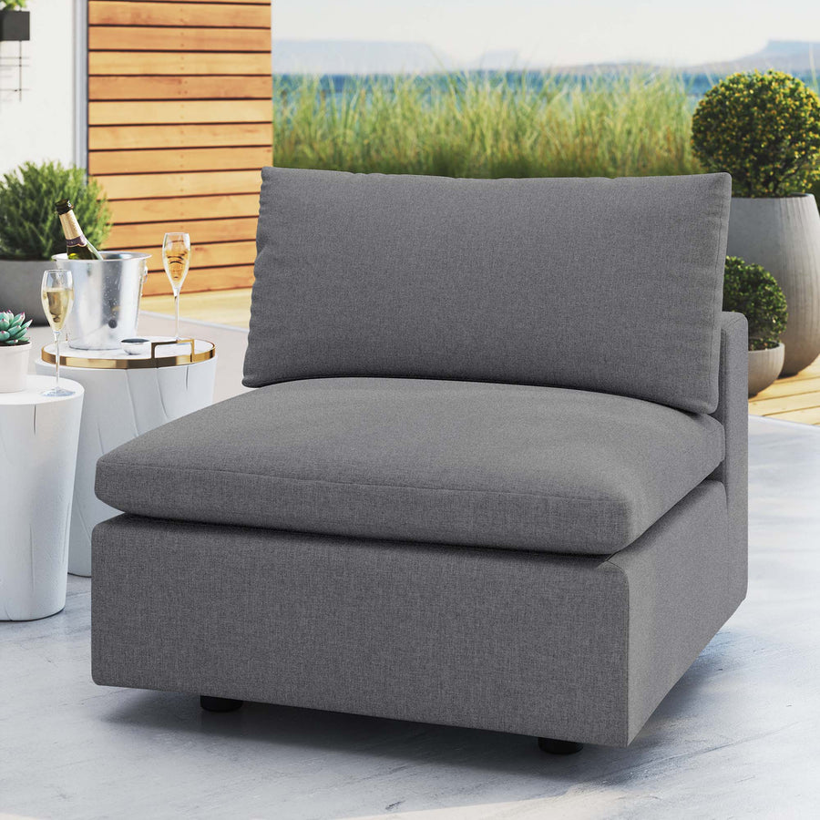 Linden Sunbrella® Outdoor Patio Armless Chair in Gray
