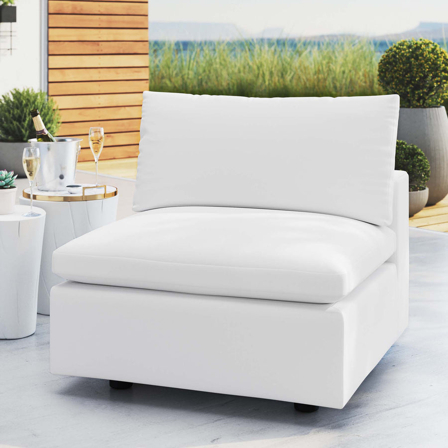 Linden Sunbrella® Outdoor Patio Armless Chair in White