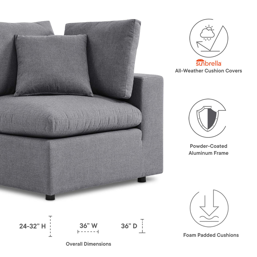 Linden Sunbrella® Outdoor Patio Corner Chair in Gray