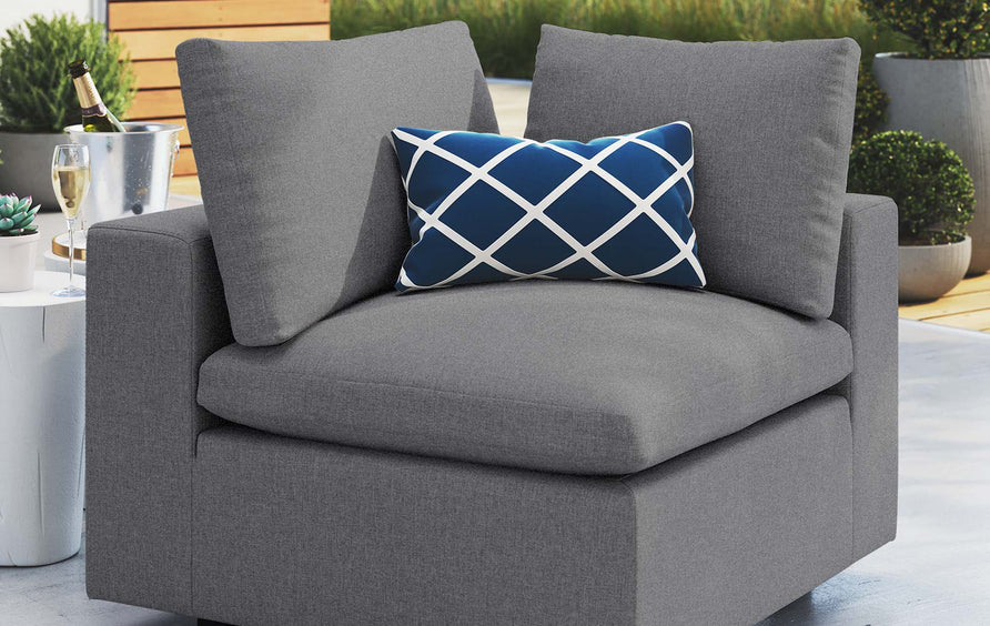 Linden Sunbrella® Outdoor Patio Corner Chair in Gray