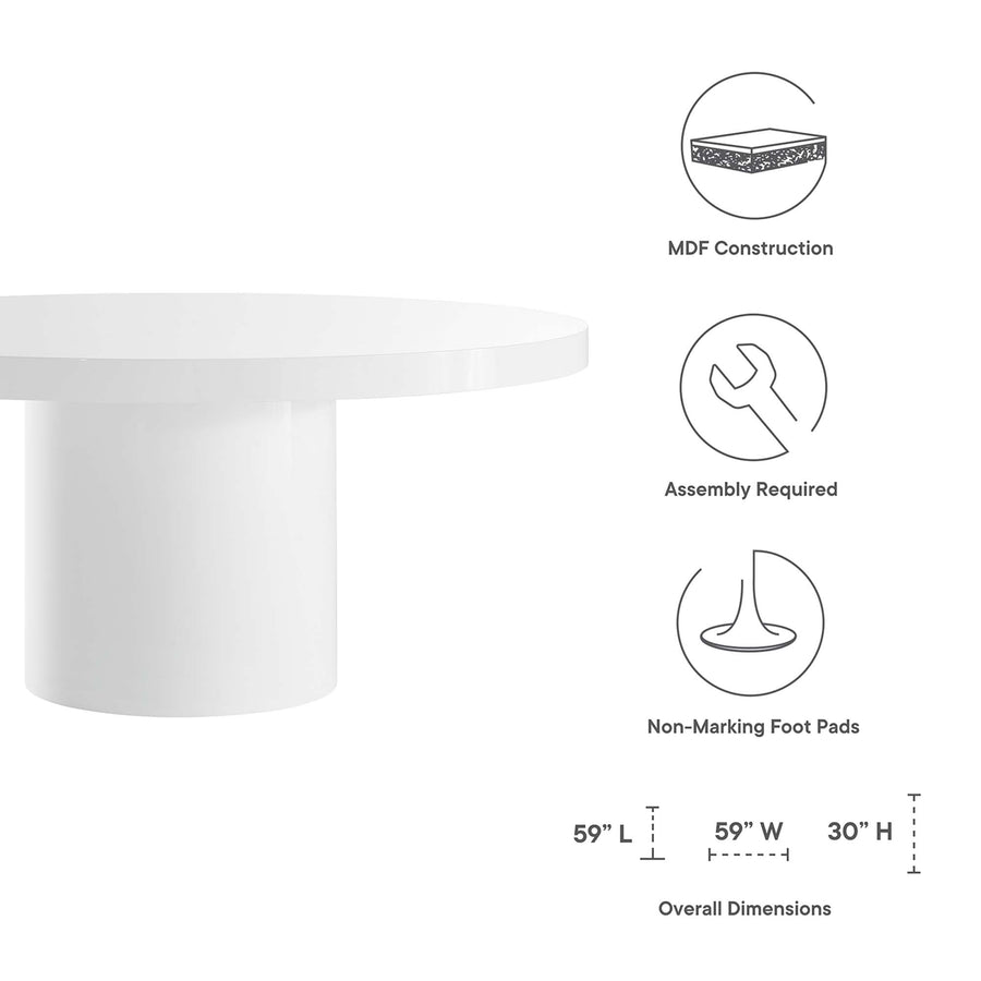 Jonah 60" Round Dining Table in White