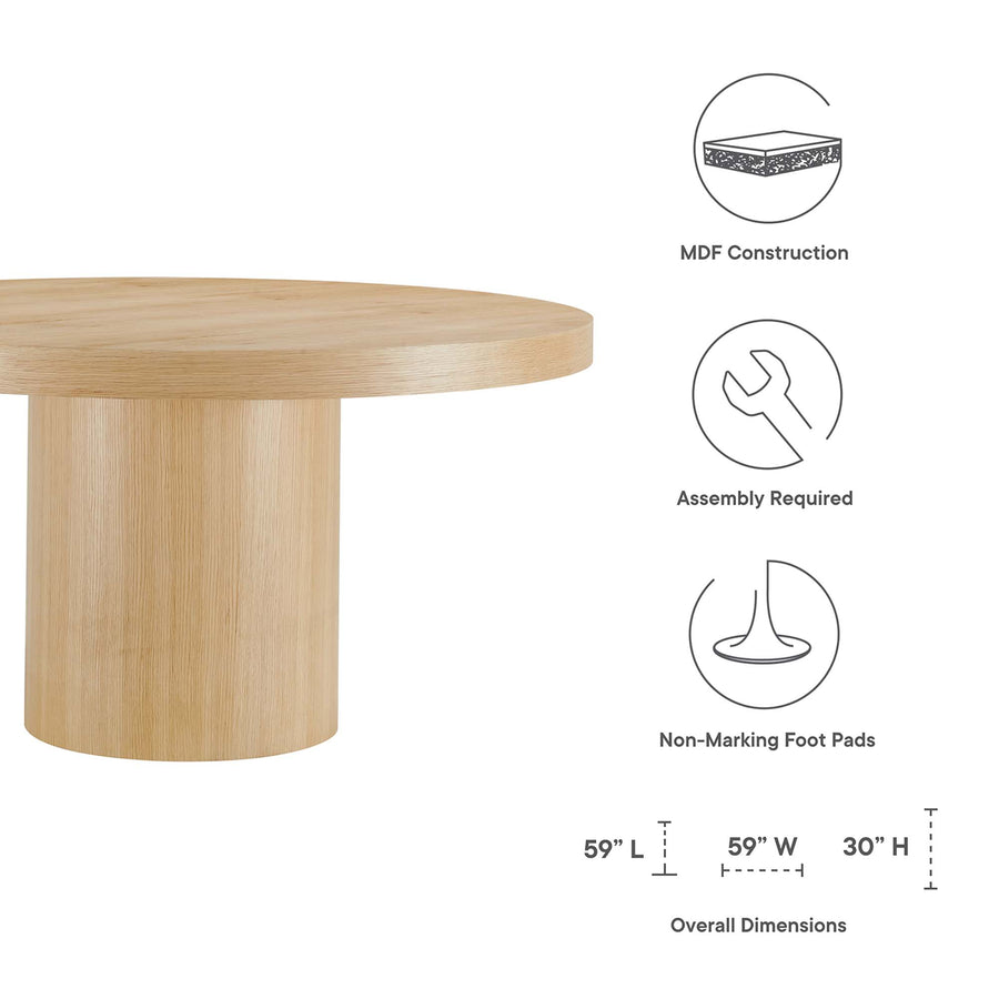 Jonah 60" Round Dining Table in Oak