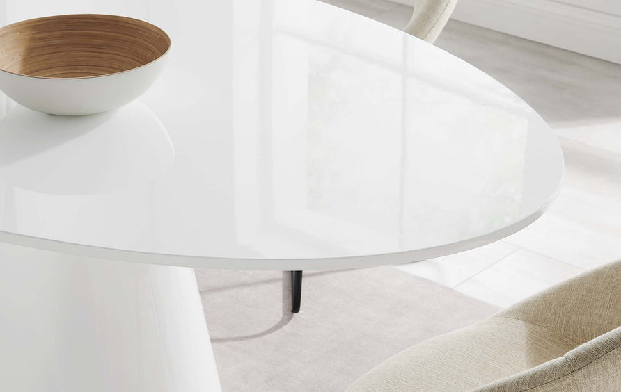 Barrel 75" Oval Dining Table in White