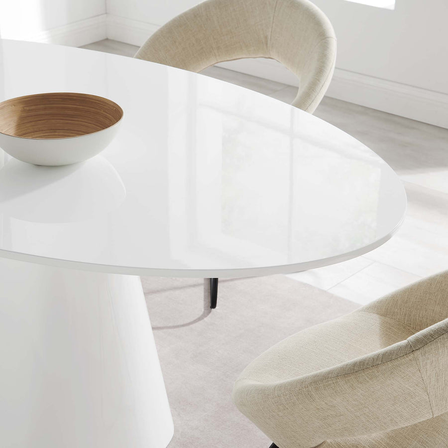 Barrel 75" Oval Dining Table in White