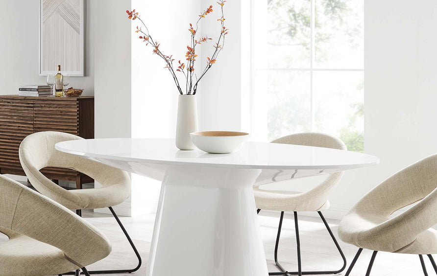 Barrel 75" Oval Dining Table in White