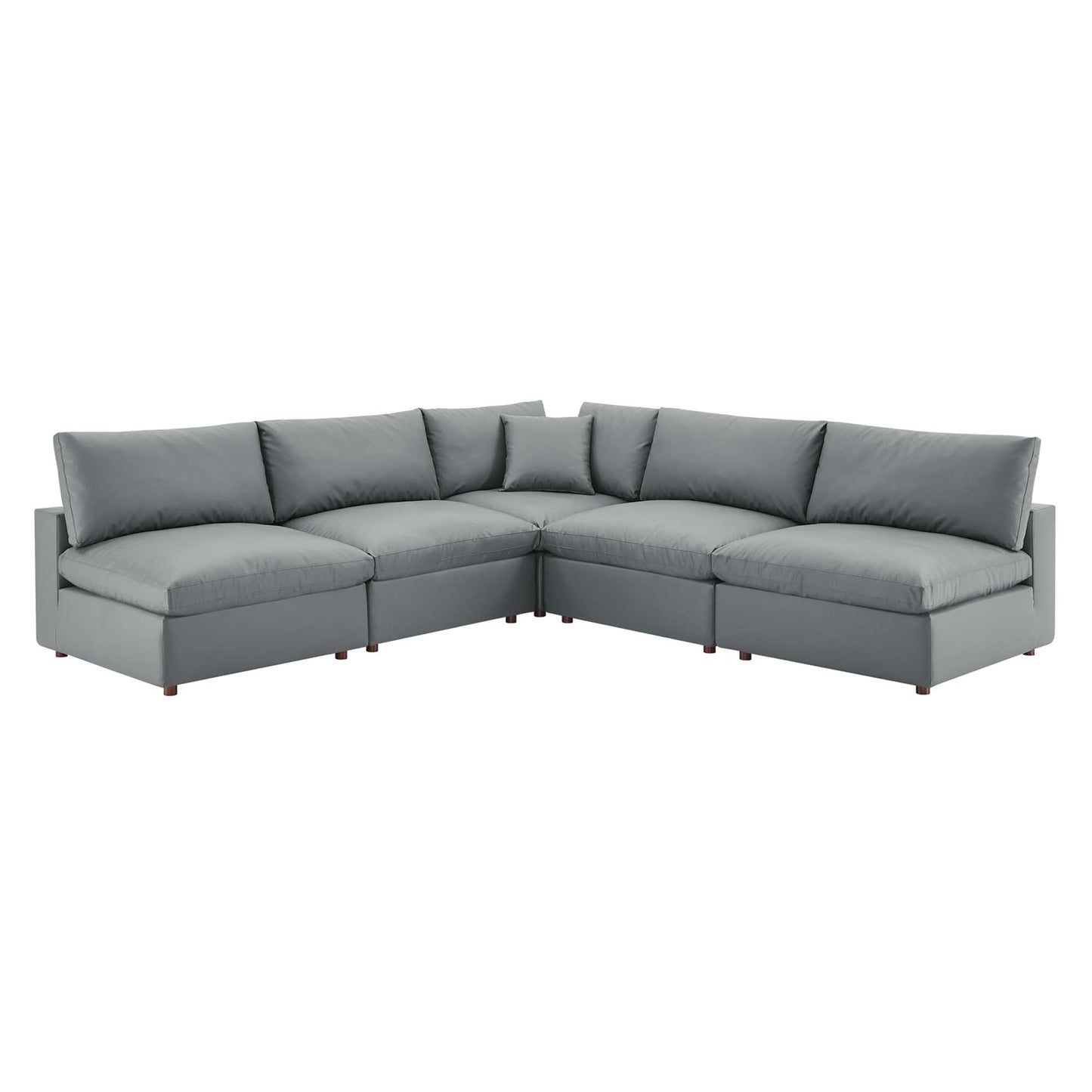 Commix 5-Piece Down Filled Overstuffed Vegan Leather Sectional Sofa by Furniture for America