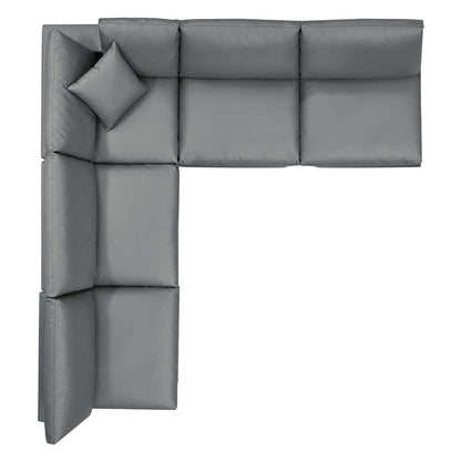 Commix 5-Piece Down Filled Overstuffed Vegan Leather Sectional Sofa by Furniture for America