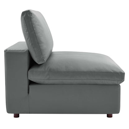 Commix 5-Piece Down Filled Overstuffed Vegan Leather Sectional Sofa by Furniture for America