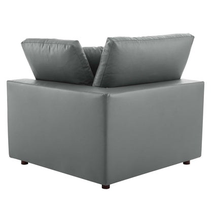 Commix 5-Piece Down Filled Overstuffed Vegan Leather Sectional Sofa by Furniture for America