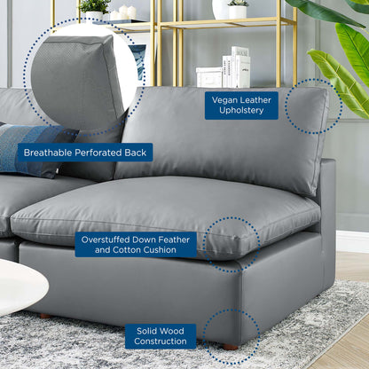 Commix 5-Piece Down Filled Overstuffed Vegan Leather Sectional Sofa by Furniture for America