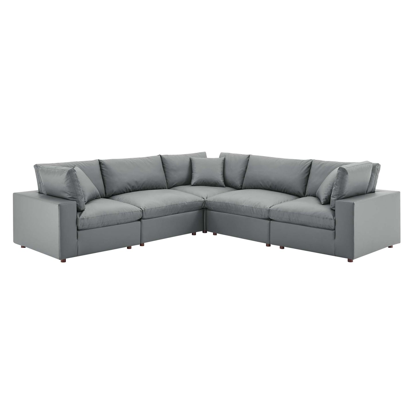 Commix 5-Piece Down Filled Overstuffed Vegan Leather Sectional Sofa by Furniture for America
