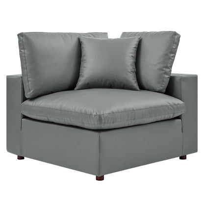 Commix 5-Piece Down Filled Overstuffed Vegan Leather Sectional Sofa by Furniture for America