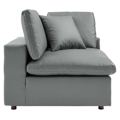 Commix 5-Piece Down Filled Overstuffed Vegan Leather Sectional Sofa by Furniture for America