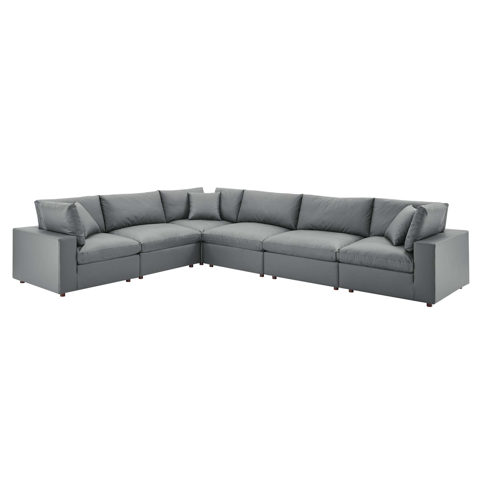 Commix 6-Piece Down Filled Overstuffed Vegan Leather Sectional Sofa by Furniture for America