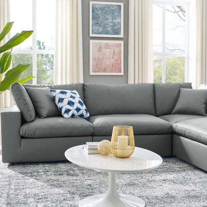 Commix 6-Piece Down Filled Overstuffed Vegan Leather Sectional Sofa by Furniture for America