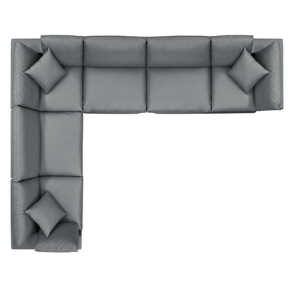 Commix 6-Piece Down Filled Overstuffed Vegan Leather Sectional Sofa by Furniture for America