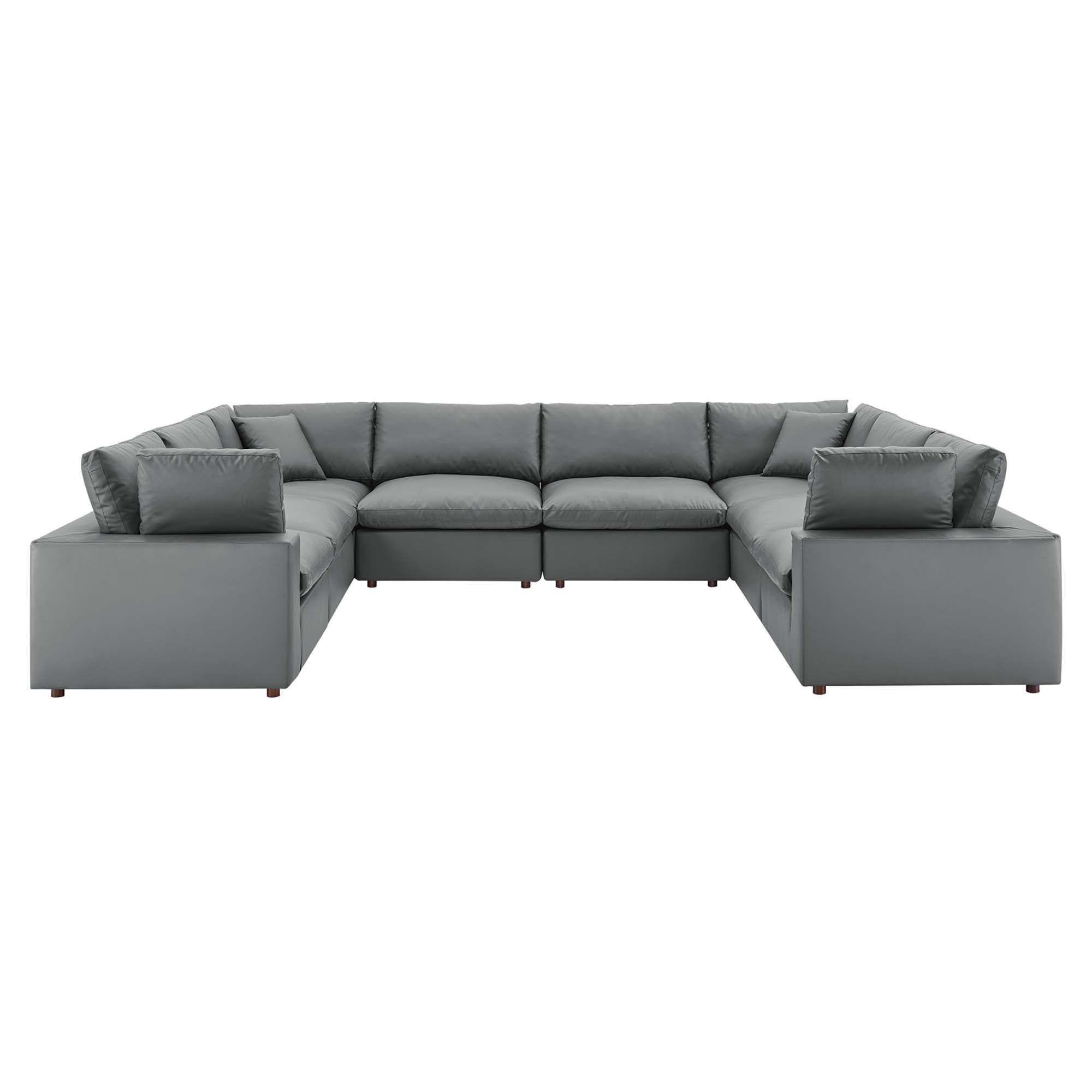 Commix 8-Piece Down Filled Overstuffed Vegan Leather Sectional Sofa by Furniture for America