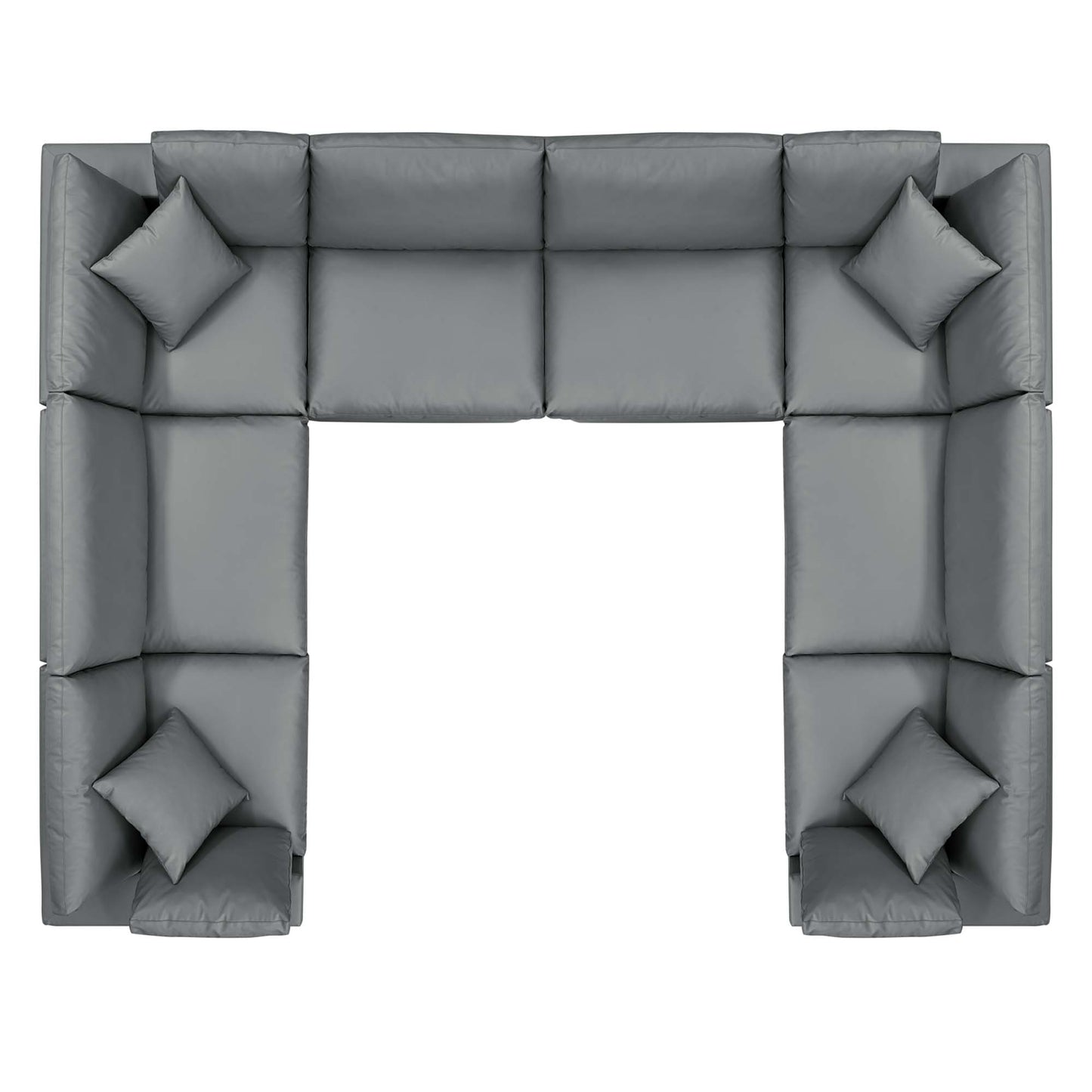 Commix 8-Piece Down Filled Overstuffed Vegan Leather Sectional Sofa by Furniture for America