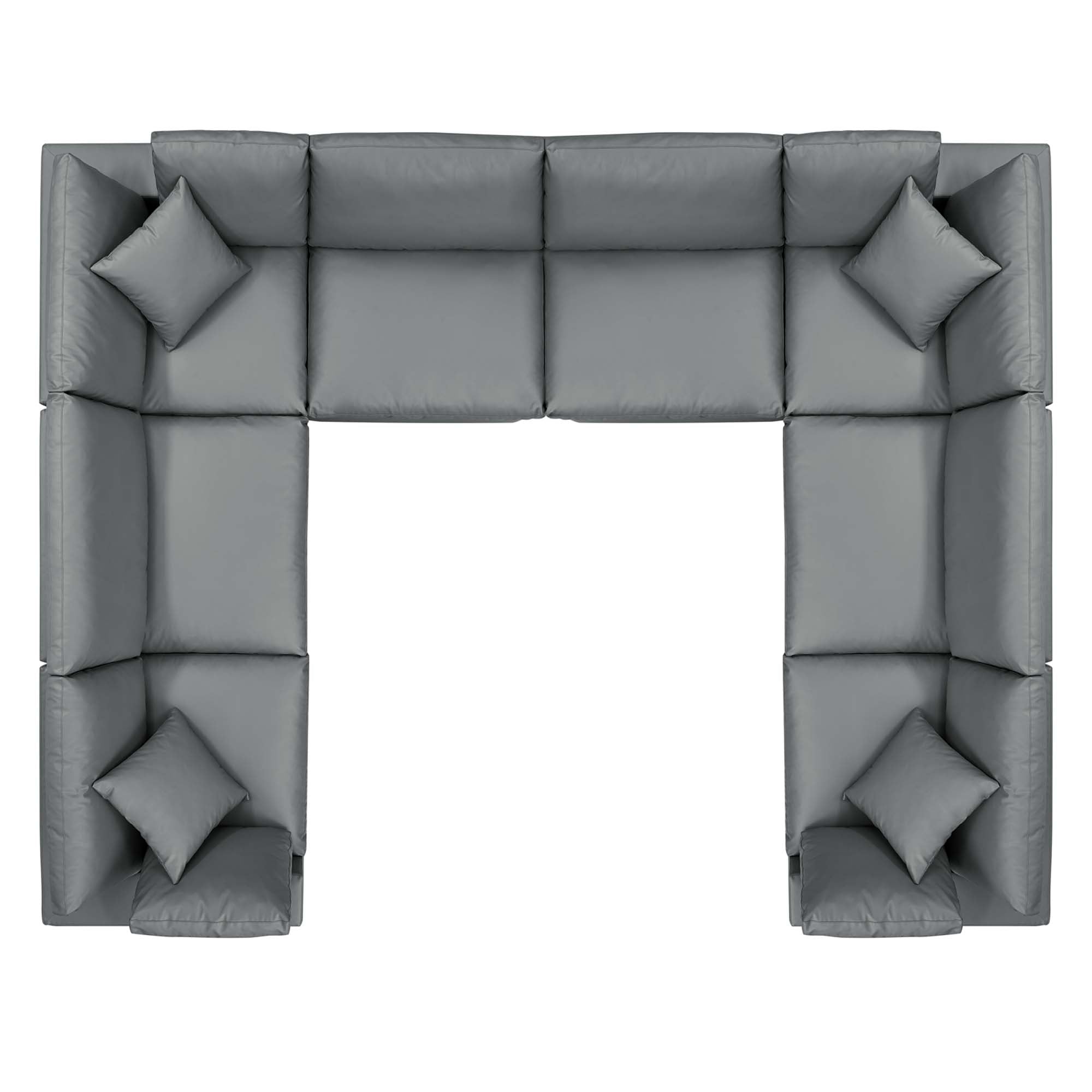 Commix 8-Piece Down Filled Overstuffed Vegan Leather Sectional Sofa by Furniture for America