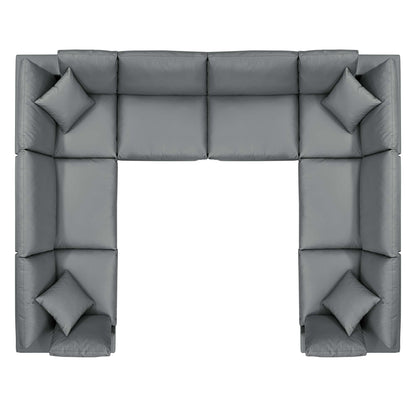 Commix 8-Piece Down Filled Overstuffed Vegan Leather Sectional Sofa by Furniture for America