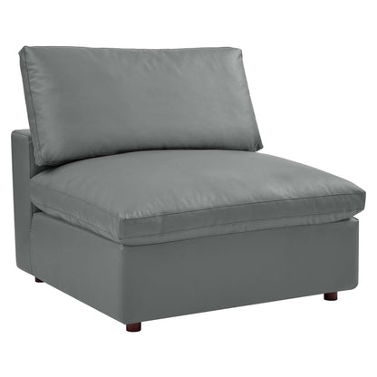Commix 8-Piece Down Filled Overstuffed Vegan Leather Sectional Sofa by Furniture for America