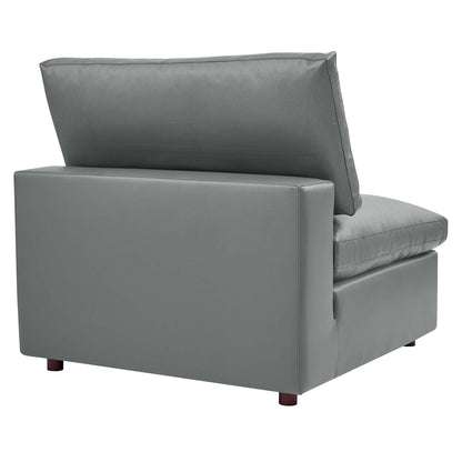 Commix 8-Piece Down Filled Overstuffed Vegan Leather Sectional Sofa by Furniture for America