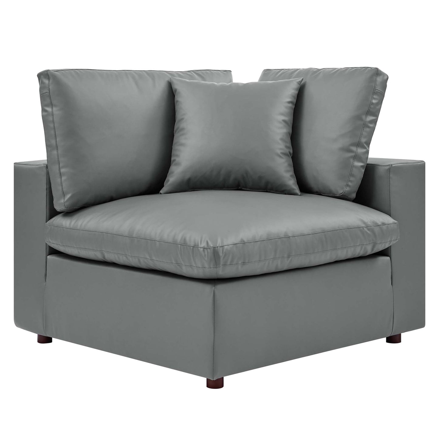 Commix 8-Piece Down Filled Overstuffed Vegan Leather Sectional Sofa by Furniture for America