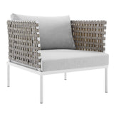 Cliff Sunbrella® Basket Weave Outdoor Patio Aluminum Armchair in Tan Gray