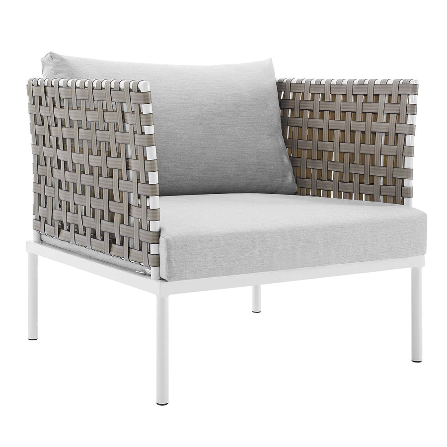 Cliff Sunbrella® Basket Weave Outdoor Patio Aluminum Armchair in Tan Gray