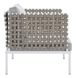 Cliff Sunbrella® Basket Weave Outdoor Patio Aluminum Armchair in Tan Gray