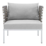 Cliff Sunbrella® Basket Weave Outdoor Patio Aluminum Armchair in Tan Gray
