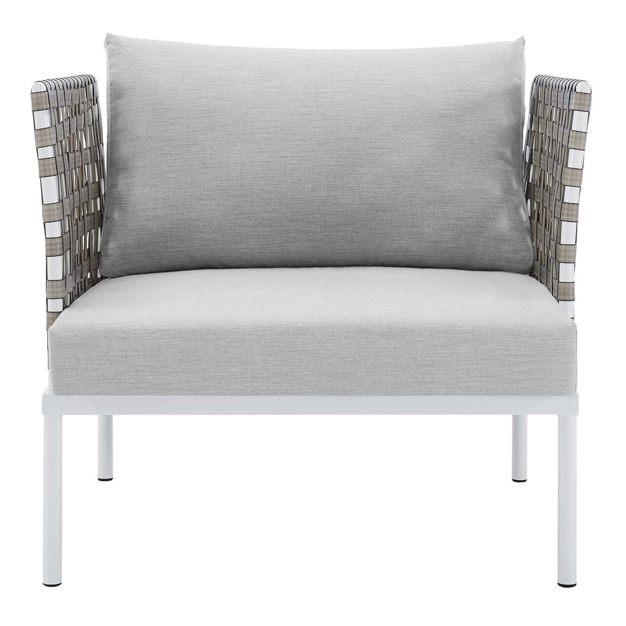 Cliff Sunbrella® Basket Weave Outdoor Patio Aluminum Armchair in Tan Gray