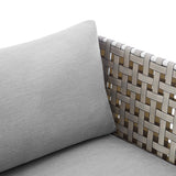 Cliff Sunbrella® Basket Weave Outdoor Patio Aluminum Armchair in Tan Gray