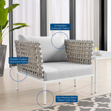 Cliff Sunbrella® Basket Weave Outdoor Patio Aluminum Armchair in Tan Gray