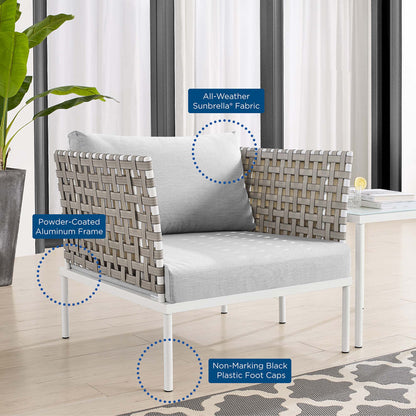 Harmony SunbrellaÂ® Basket Weave Outdoor Patio Aluminum Armchair by Furniture For America