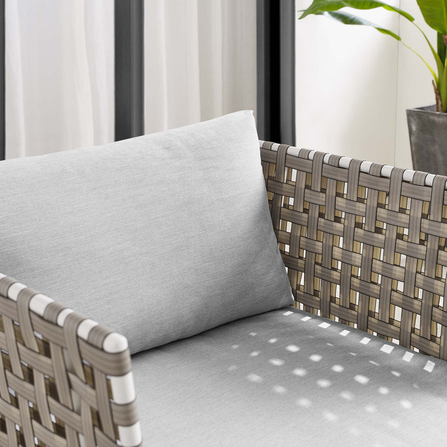 Cliff Sunbrella® Basket Weave Outdoor Patio Aluminum Armchair in Tan Gray