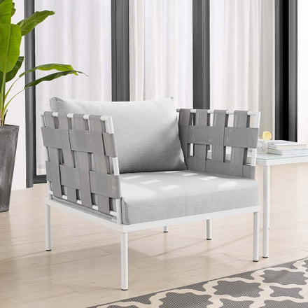 Harmony Sunbrella® Outdoor Patio Aluminum Armchair in Gray Gray