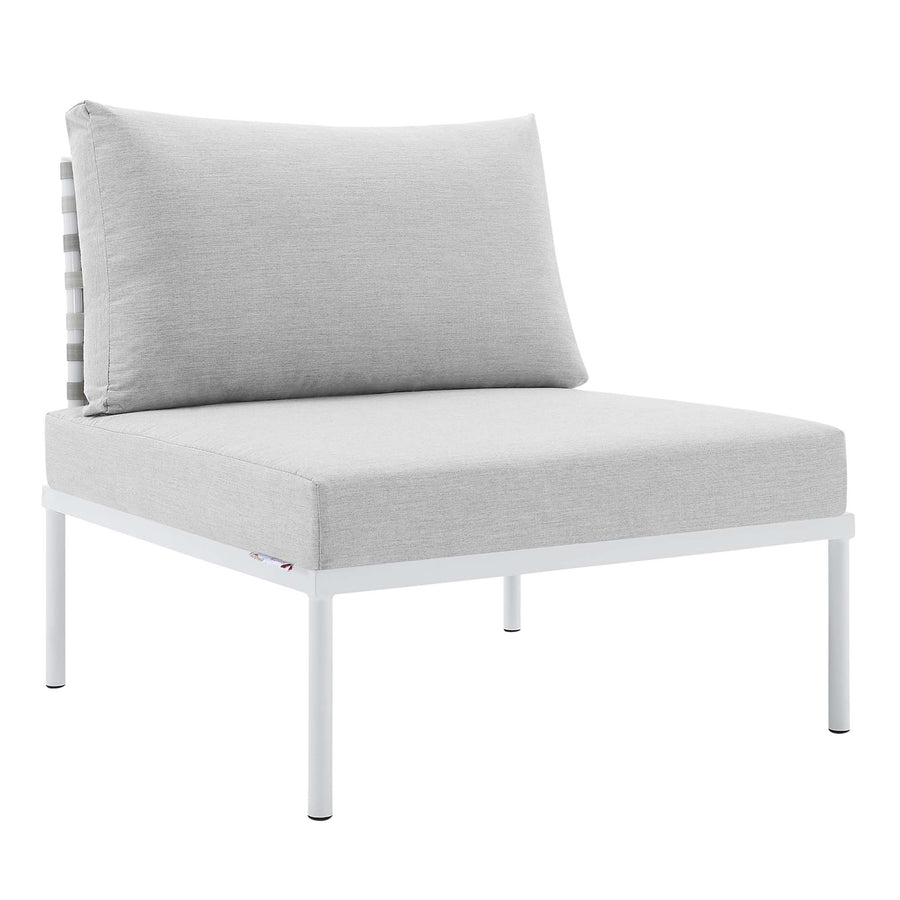 Cliff Sunbrella® Basket Weave Outdoor Patio Aluminum Armless Chair in Taupe Gray