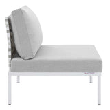 Cliff Sunbrella® Basket Weave Outdoor Patio Aluminum Armless Chair in Taupe Gray