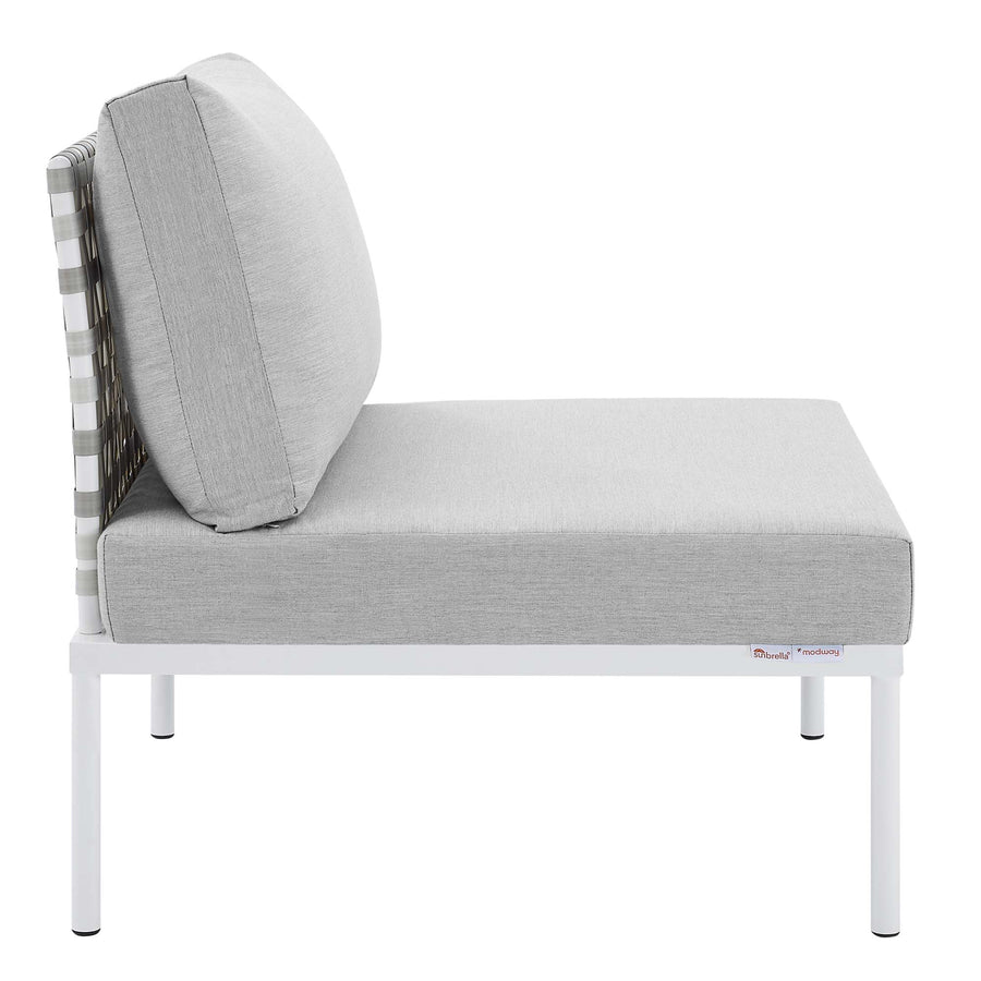 Cliff Sunbrella® Basket Weave Outdoor Patio Aluminum Armless Chair in Taupe Gray