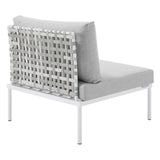 Cliff Sunbrella® Basket Weave Outdoor Patio Aluminum Armless Chair in Taupe Gray