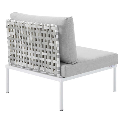 Harmony SunbrellaÂ® Basket Weave Outdoor Patio Aluminum Armless Chair by Furniture For America