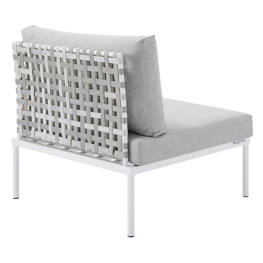 Cliff Sunbrella® Basket Weave Outdoor Patio Aluminum Armless Chair in Taupe Gray